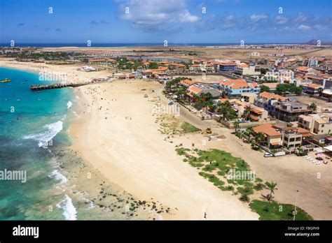 Aerial view of Santa Maria beach in Sal Island Cape Verde - Cabo Verde ...