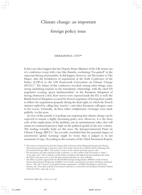 (PDF) Climate Change: An Important Foreign Policy Issue