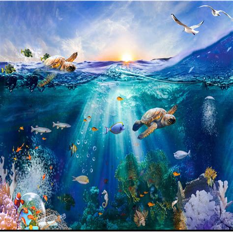 10x10ft underwater photo backdrop ocean fish photo booth props ocean scene photo backdrop ...