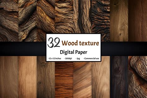 Wood Texture Bundle Digital Paper Printable Scrapbook Background 12 ...