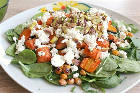Baby spinach salad with roasted carrots, feta & pistachios