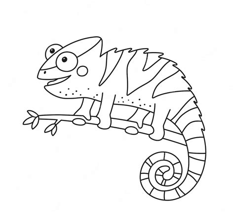 Premium Vector | Funny chameleon lizard character for kid coloring book ...