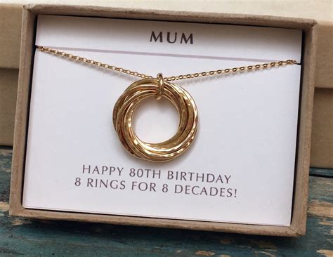 80th birthday gift for mum gold necklace for mom grandma