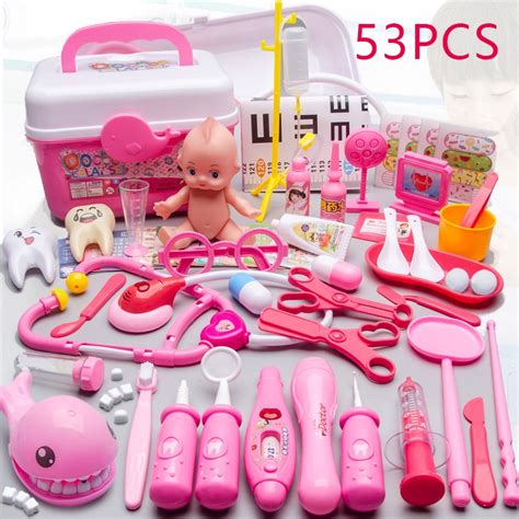 53PCS Medical Toy Kid Doctor Pretend Role Play Kit Simulation Dentist Educational Toy Children ...
