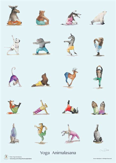 Posizioni yoga Yoga asana poster di Yoga yoga animali | Animal yoga ...