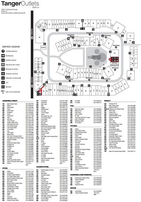 Tanger Outlets Foley Site Map and Shopping Guide