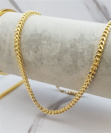 18k Real Solid Gold Franco Chain Foxtail Chain Foxtail - Etsy