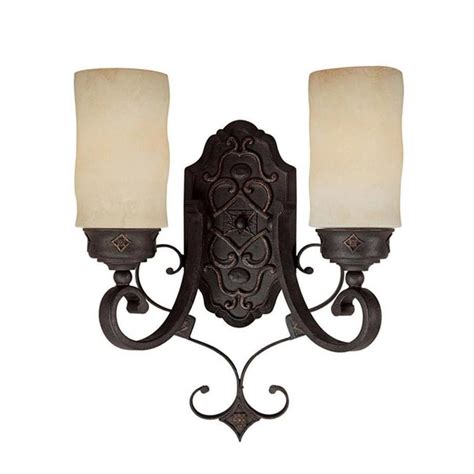 Shop Century 13-in W 2-Light Rustic Iron Arm Wall Sconce at Lowes.com