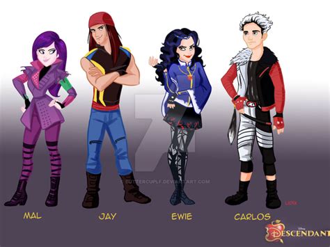 Disney's Descendants fan art of Mal, Jay, Evie and Carlos - Disney ...