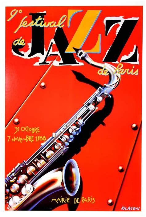 Sold Price: Original Vintage Jazz Poster 9th Festival de Jazz de Paris 1988 by Klasen ...