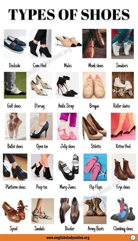 Types of Shoes: 53 Useful Names for Shoes with ESL Images - English Study Online