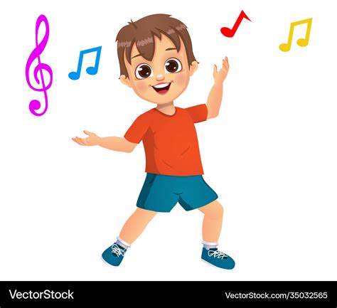 Cute boy kid dancing to music Royalty Free Vector Image