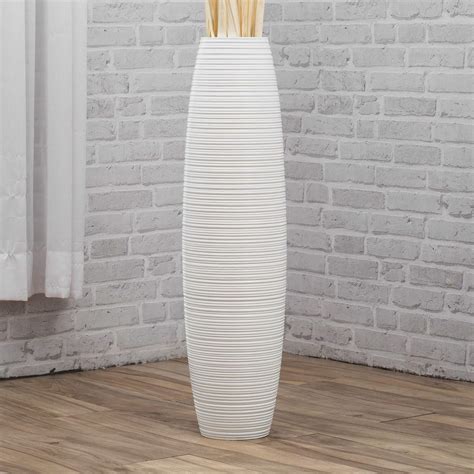 Buy LEEWADEE Tall Big Floor Standing Vase For Home Decor 90 cm, Mango Wood, white Online at ...