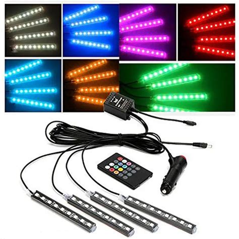 4pcs Car RGB LED Strip Light LED Strip Lights 16 Colors Car Styling ...