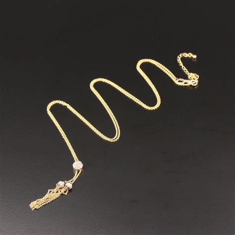 10K Yellow Gold Diamond Lariat Necklace | EBTH