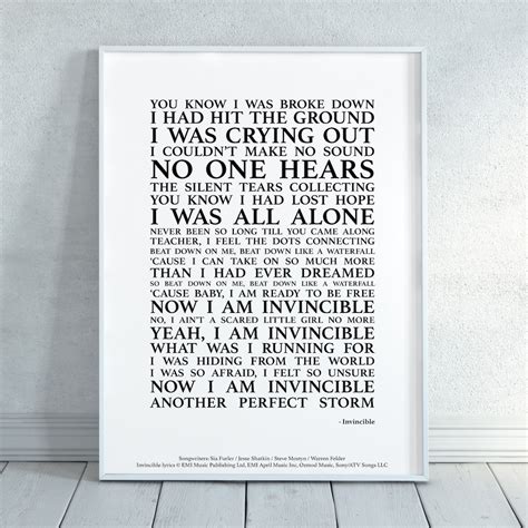 Invincible Song Lyrics Print Official Licensed Print Poster unframed - Etsy UK