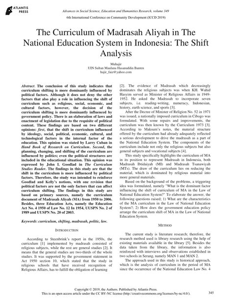 (PDF) The Curriculum of Madrasah Aliyah in The National Education ...