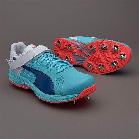 Puma evoSPEED Cricket Bowling Boot - Turquoise - Blue Depths - White - Fiery Coral - Mens Shoes ...