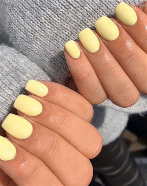 Yellow nails | One color nails, Yellow nails, Squoval nails