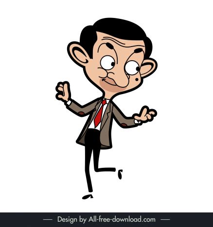 Mr bean cartoon character funny sketch handdrawn outline vectors stock ...