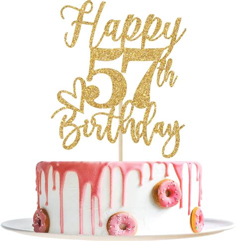 Amazon.com: Happy 57th Birthday Cake Topper, 57 Birthday Decorations for Women/Men, Cheers to 57 ...