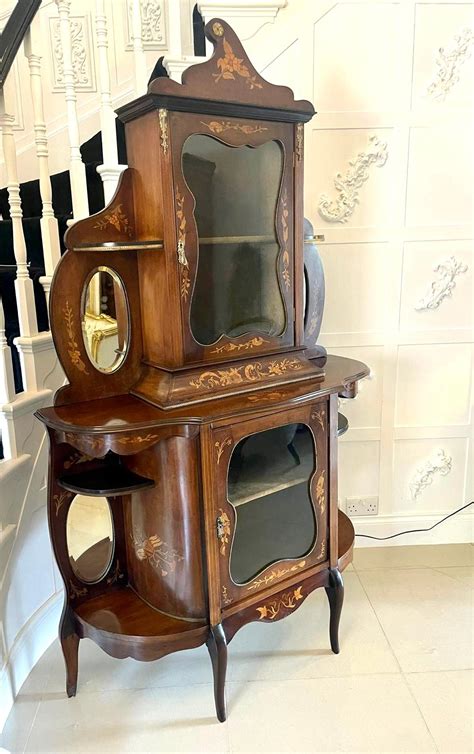 Antique Victorian Quality Marquetry Inlaid Mahogany Display Cabinet For ...