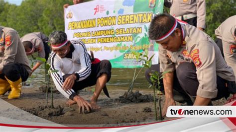 Polres Lampung Selatan Tanam Pohon Mangrove di Kawasan Pantai