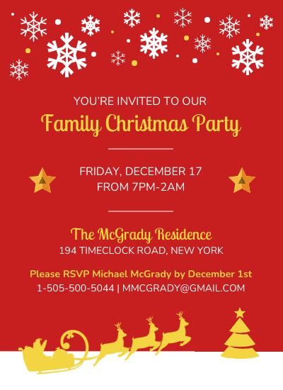 Red and Gold Christmas Party Invitation - Venngage