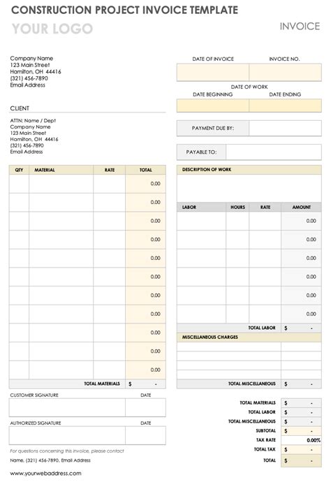 Free Construction Invoice Templates | Smartsheet