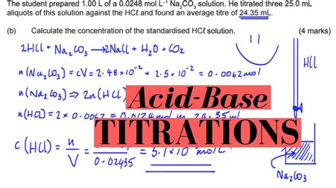 Acid-Base Titrations: Calculating Concentration of a Standard Solution - YouTube