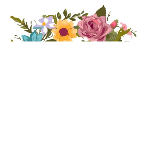 Transparent Flower Border Vector, Sticker Clipart Colorful Floral ...