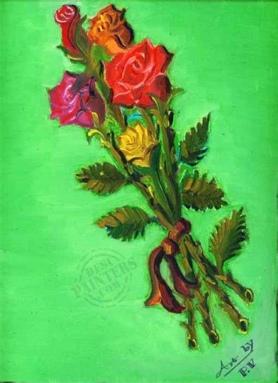 Rose Oil Painting - Desi Painters