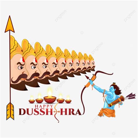 happy dusseh - hra festival with avatars and arrows on white background