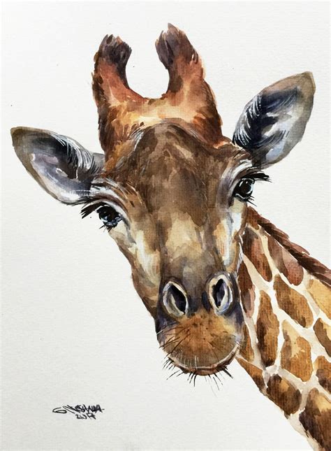 Giraffe Faced Portrait, Nursery Art, African wildlife animal ORIGINAL WATERCOLOR PAINTING by ...