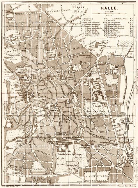 Old map of Halle in 1887. Buy vintage map replica poster print or ...