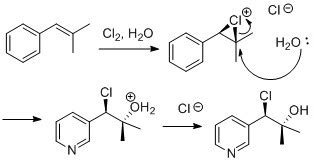 The above alkene is reacted with Cl2, H2O. Please identify the product formed. | Homework.Study.com