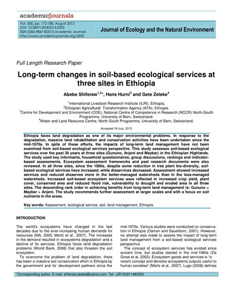 (PDF) Soil based ecosystem services