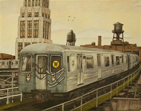 MTA R68 W train 2008 mixed media on paper "11x14" | Train, Mixed media ...