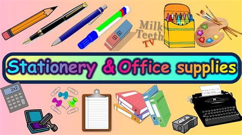 Learn Names of 65+ Stationery items and Office Supplies with Correct ...