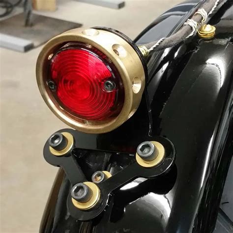 Round Vintage Brass Tail Lights Motorcycle Led Tail Stop Light For Harley - Buy Led Tail Light ...