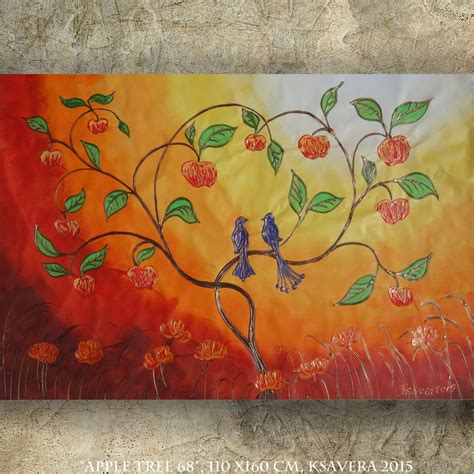 Apple Tree Acrylic Painting XXL Painting Tree of Life Sunset Art ...