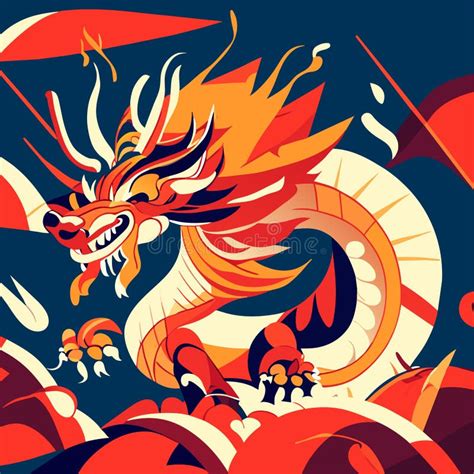 Chinese Dragon Tattoo Design. Vector Illustration Isolated on Black ...