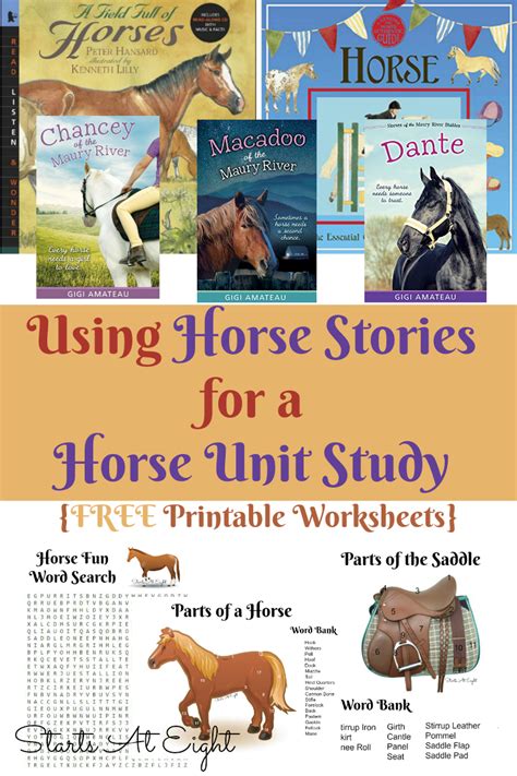 Using Horse Stories for a Horse Unit Study {FREE Printable Worksheets ...