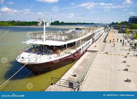 Cruise Ship at the River Pier on the Danube, Vienna. Austria Editorial ...