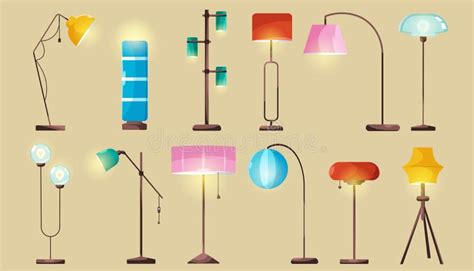 Modern Floor Lamps, Stylish Lights for Interior Stock Vector - Illustration of floor, vector ...