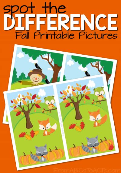 Printable Fall Spot the Difference Pictures - From ABCs to ACTs