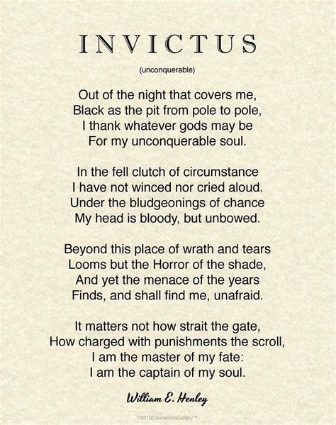 Invictus Quote Written by William Henley in 1875 Photograph by Desiderata Gallery - Fine Art America