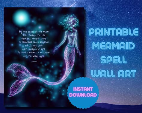 Printable Mermaid Wall Art Transformation Spell - Etsy