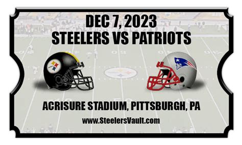 Pittsburgh Steelers vs New England Patriots Football Tickets | 12/07/23