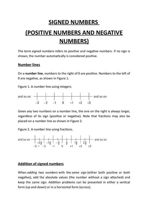 Signed Numbers - SIGNED NUMBERS (POSITIVE NUMBERS AND NEGATIVE NUMBERS ...